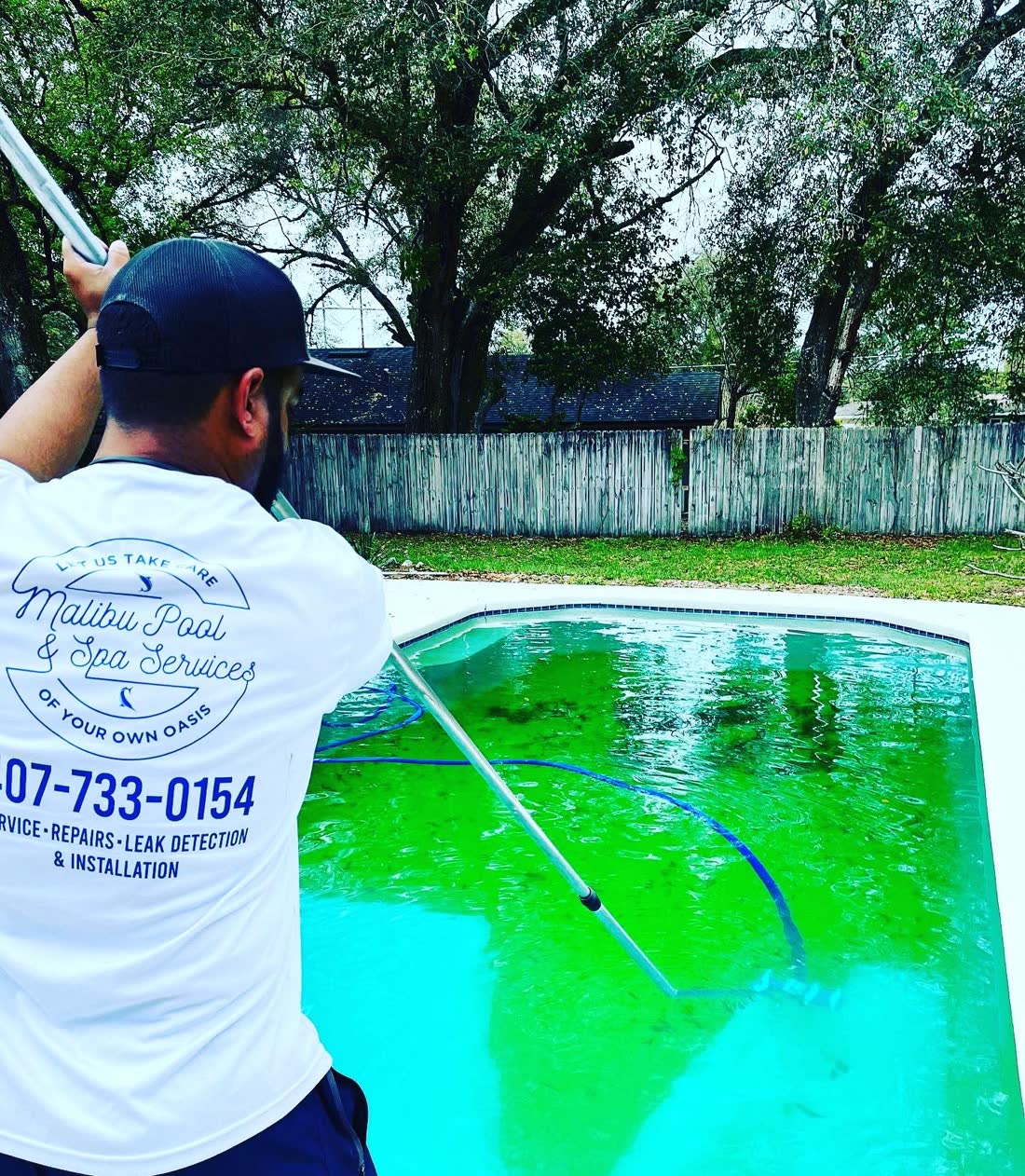 Green pool under treatment